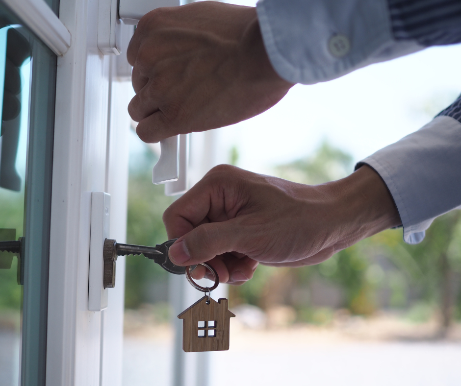 Agent showing buyer home